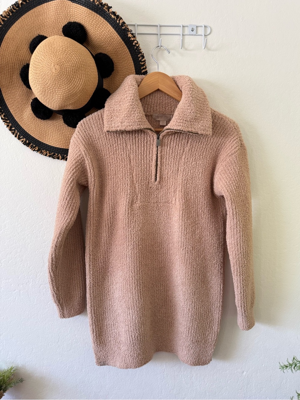 Barefoot Dreams CozyChic Fuzzy Half Zip Tunic Sweater Size XS